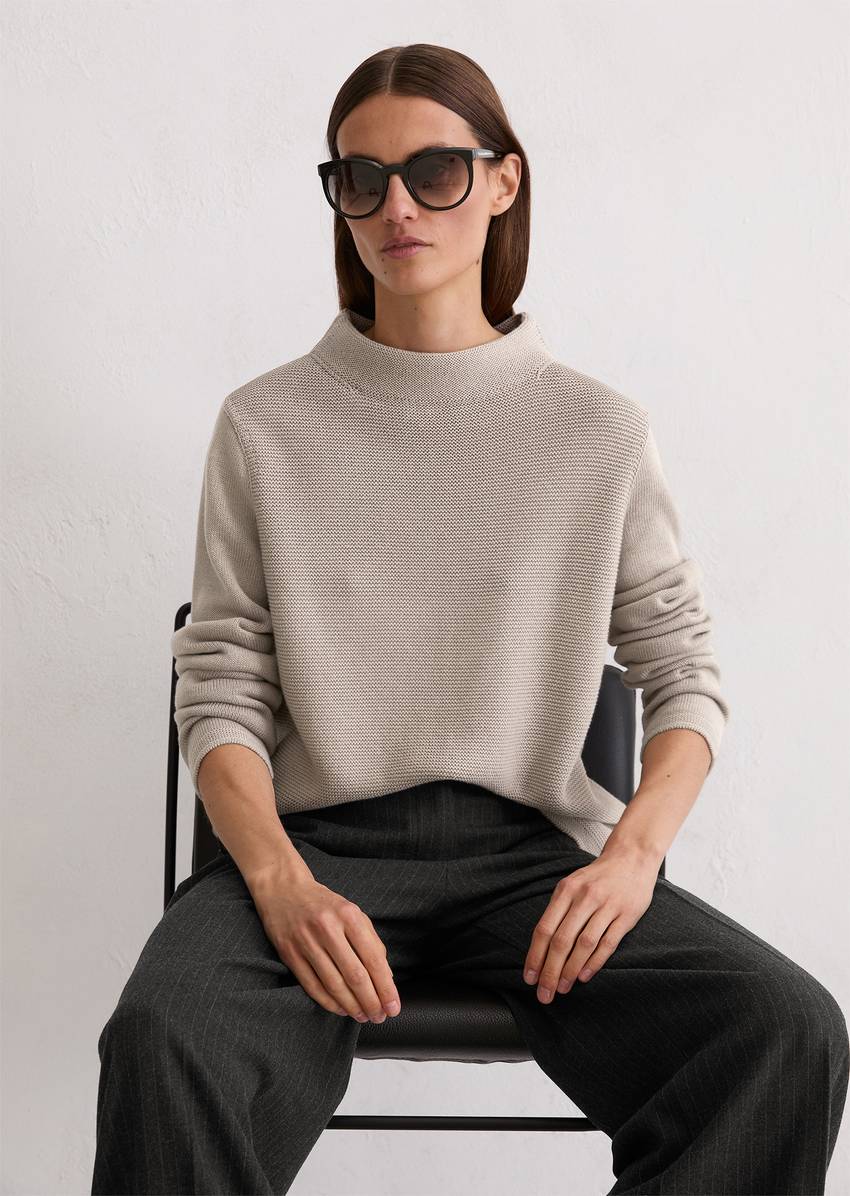 Knitted sweater slim made from organic cotton