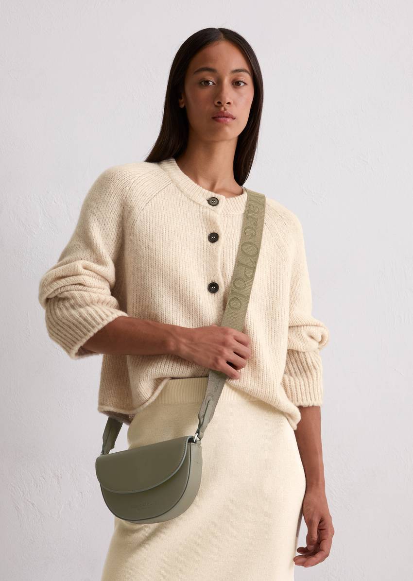 Shoulder bag small made from a leather alternative made from recycled polyester