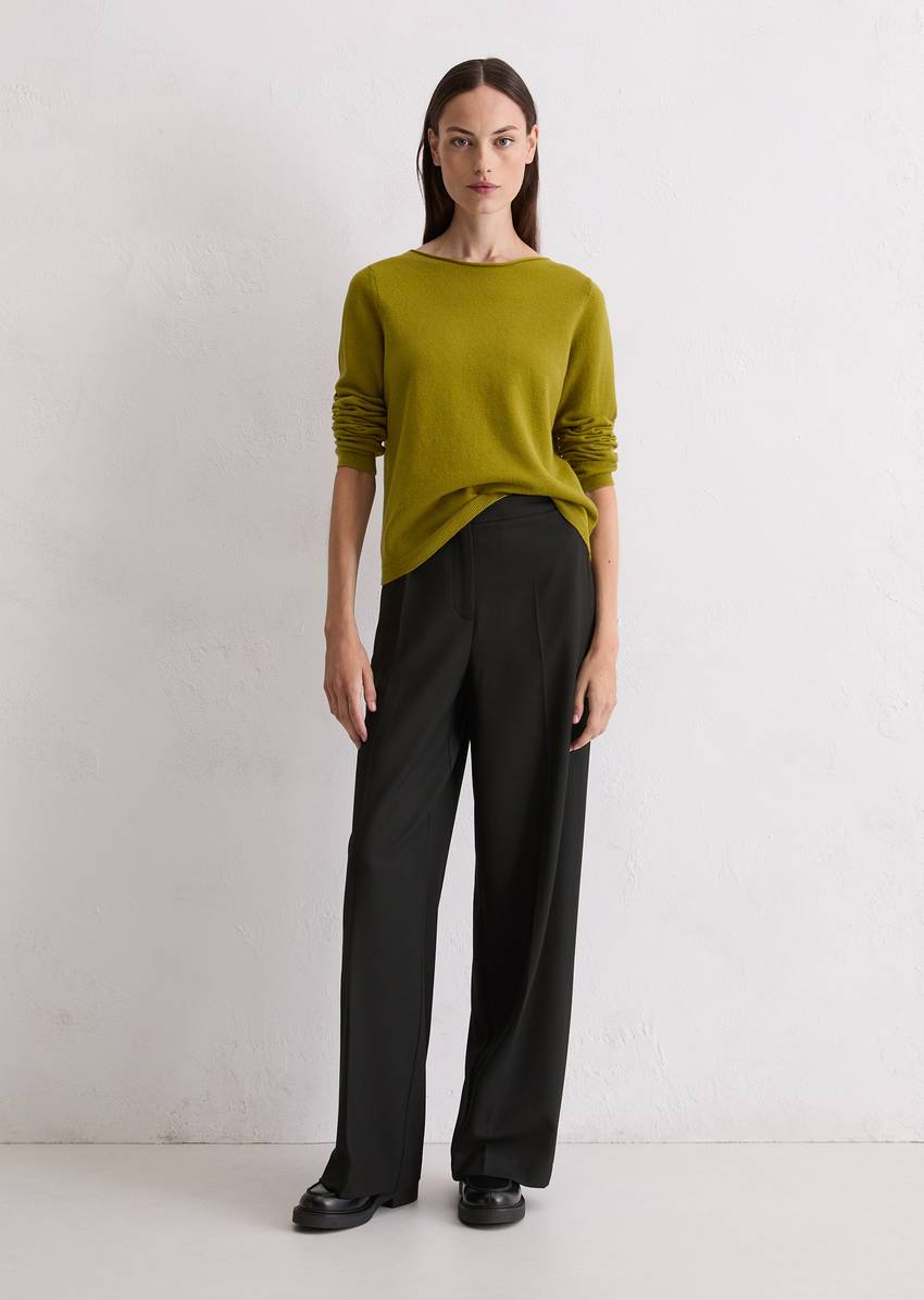 Basic knitted sweater regular made from a soft cotton/virgin wool blend