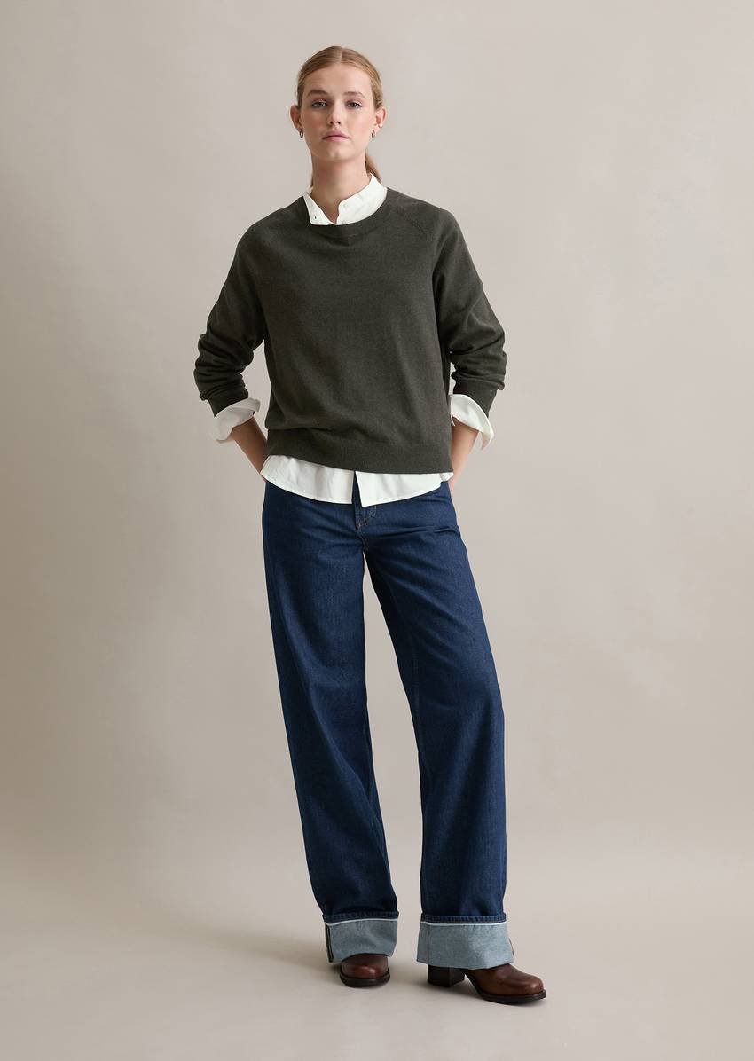 Knitted sweater regular made from soft cotton stretch