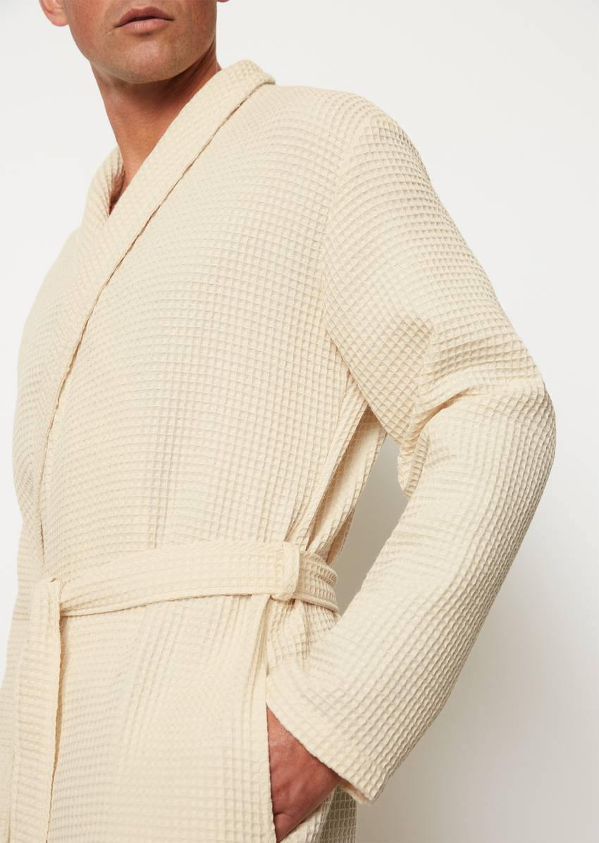 Men's bathrobe model Essential from waffle piqué