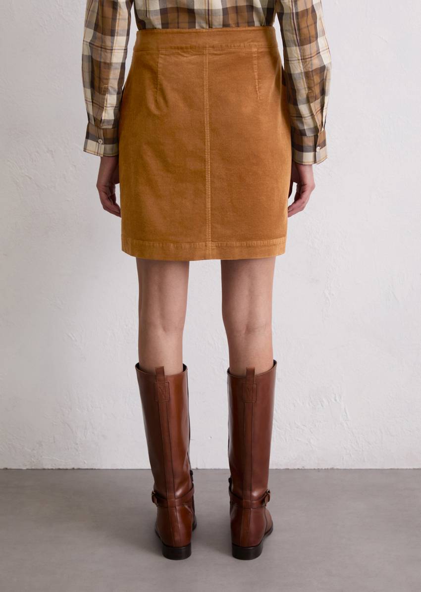Corduroy mini skirt A-shape made from organic cotton modal stretch