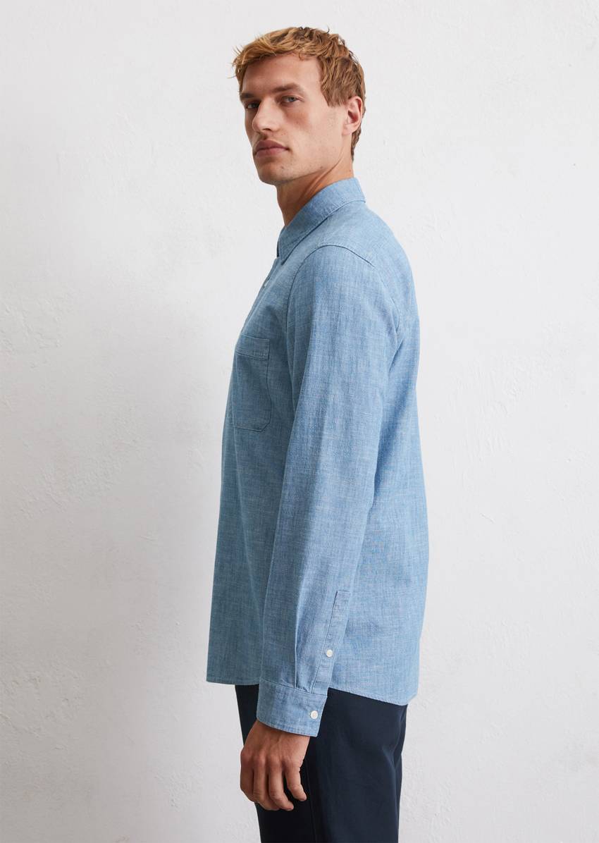 Shirt shaped made from lightweight organic cotton chambray