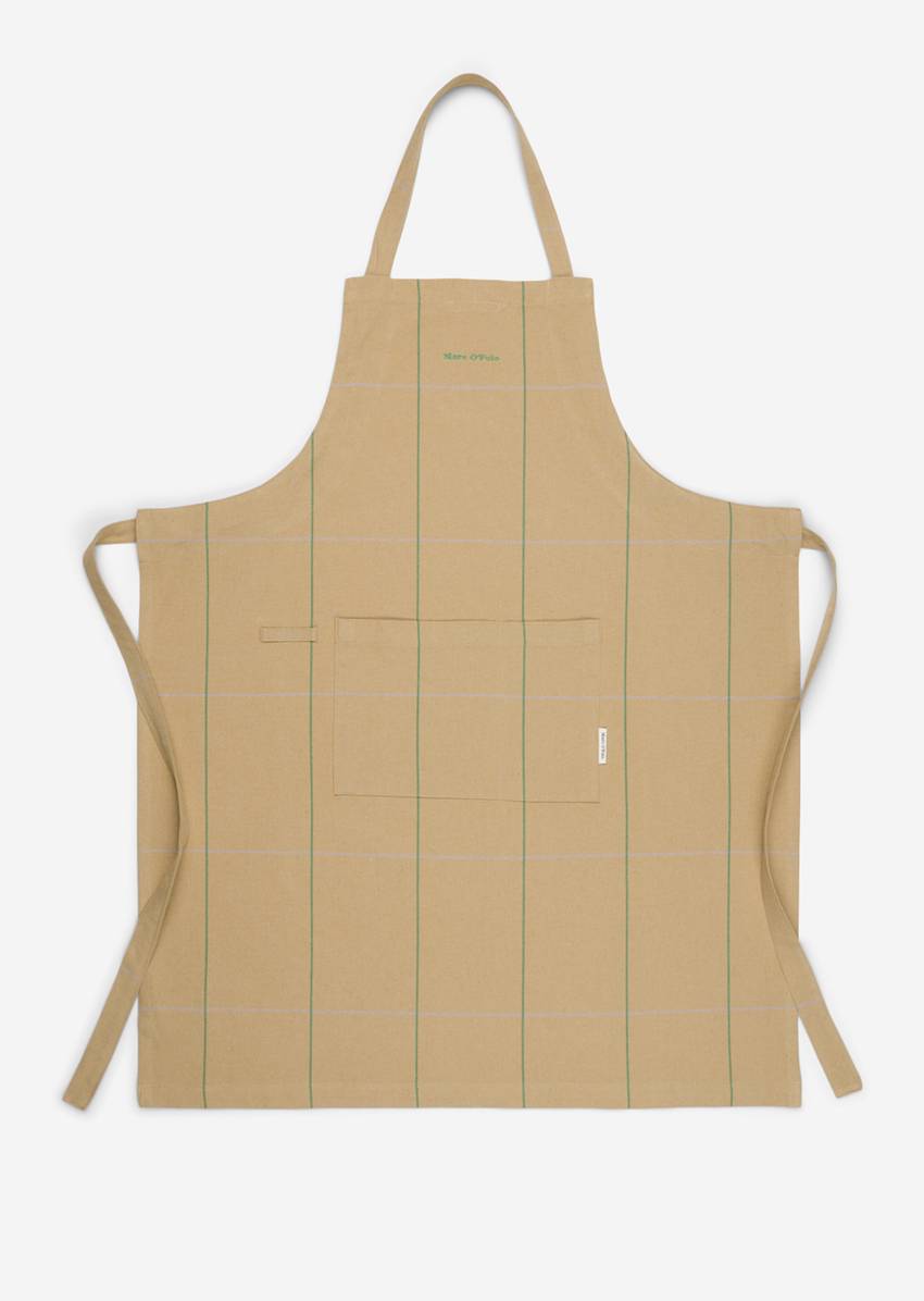 Plaid kitchen apron made from recycled matrial mix