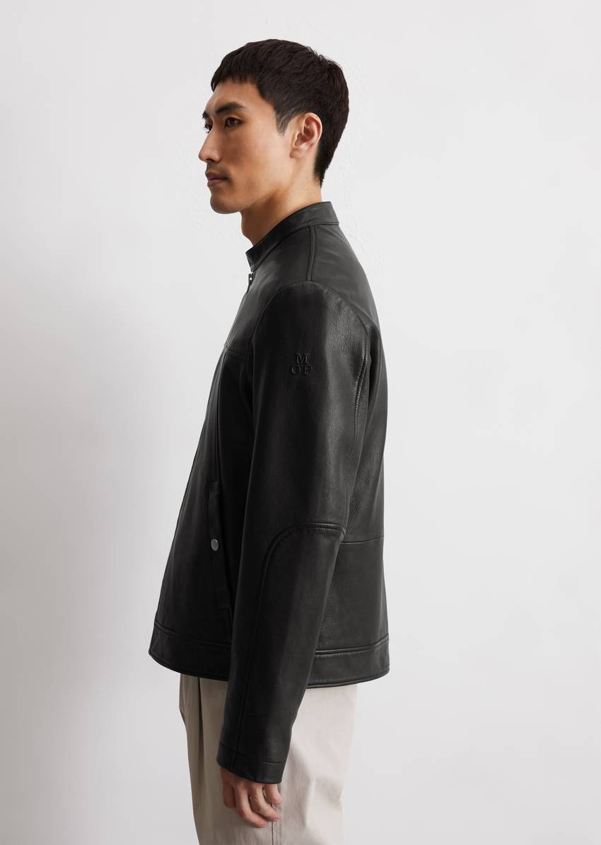 Biker leather jacket regular made from supple lambskin leather