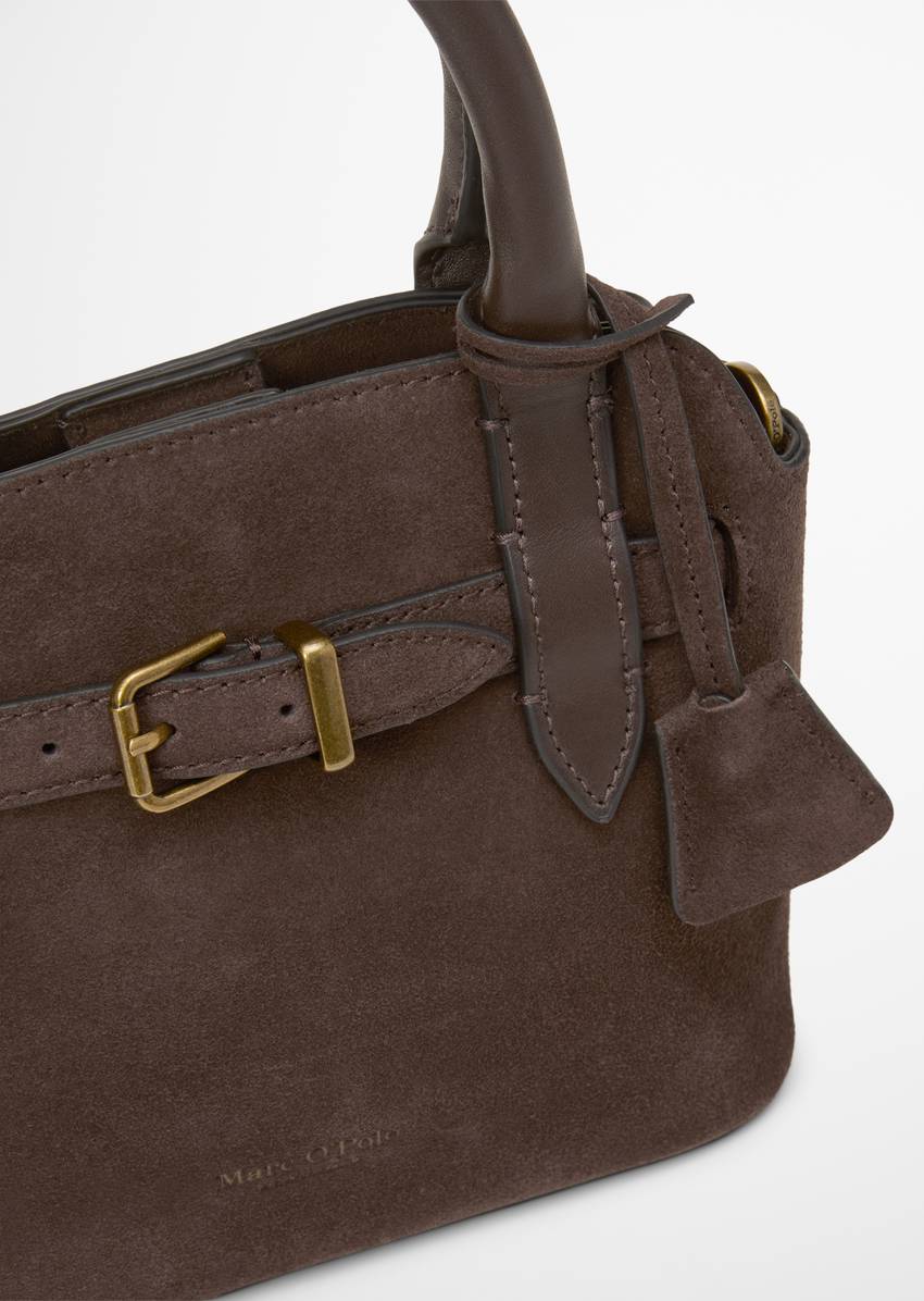 Crossbody bag small made from soft suede cowhide