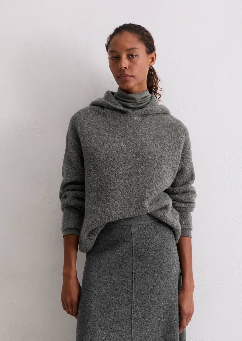 Bouclé hoodie loose made from a virgin wool/alpaca wool mix