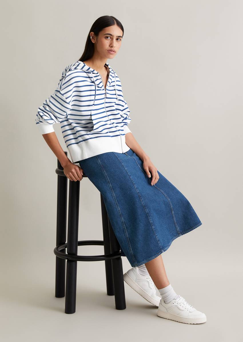 Relaxed striped hoodie jacket made from pure organic cotton