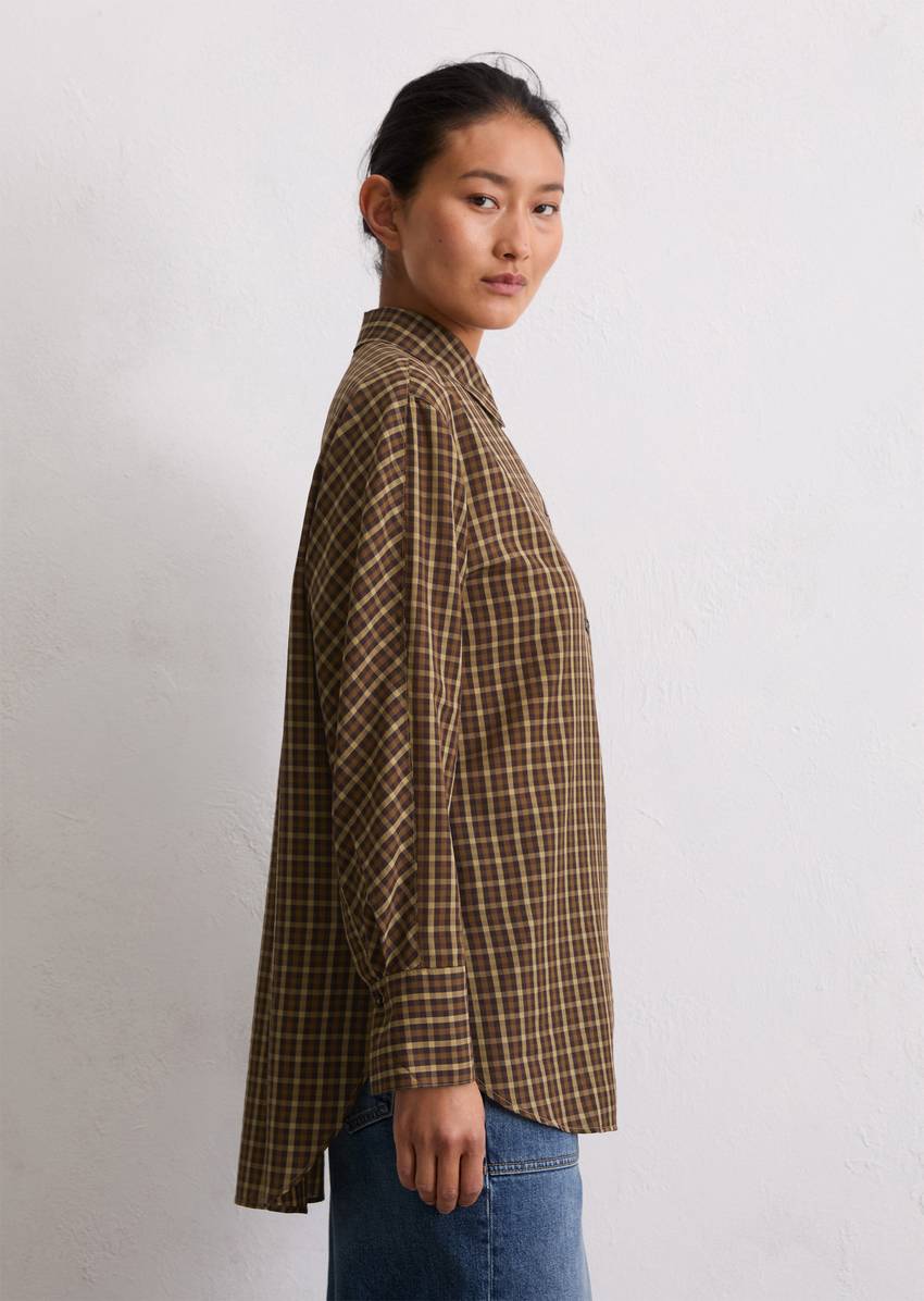 Check blouse oversize made from an organic cotton/lyocell mix