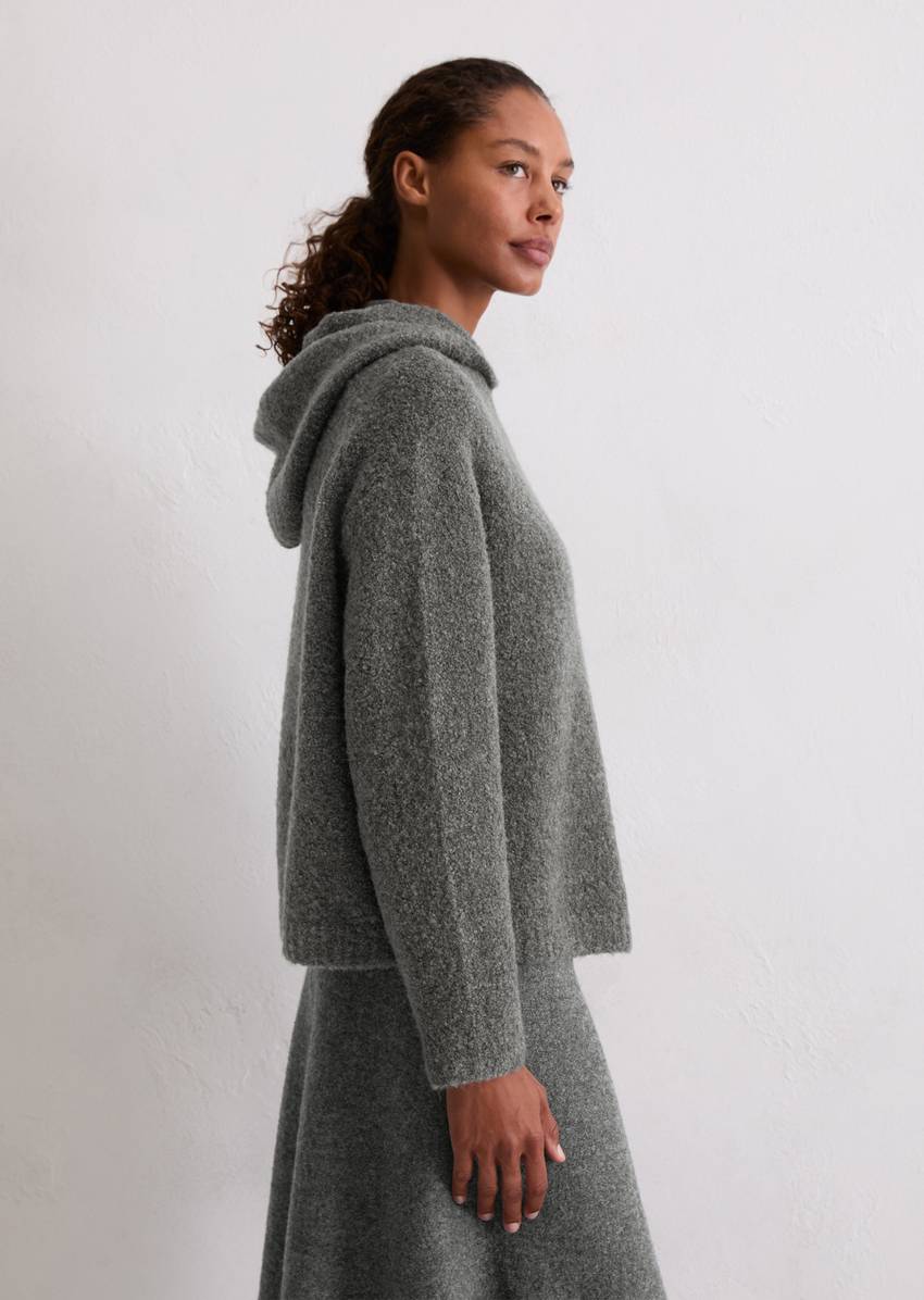 Bouclé hoodie loose made from a virgin wool/alpaca wool mix