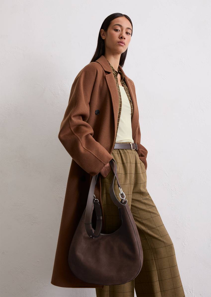 Hobo bag medium made from soft suede cowhide