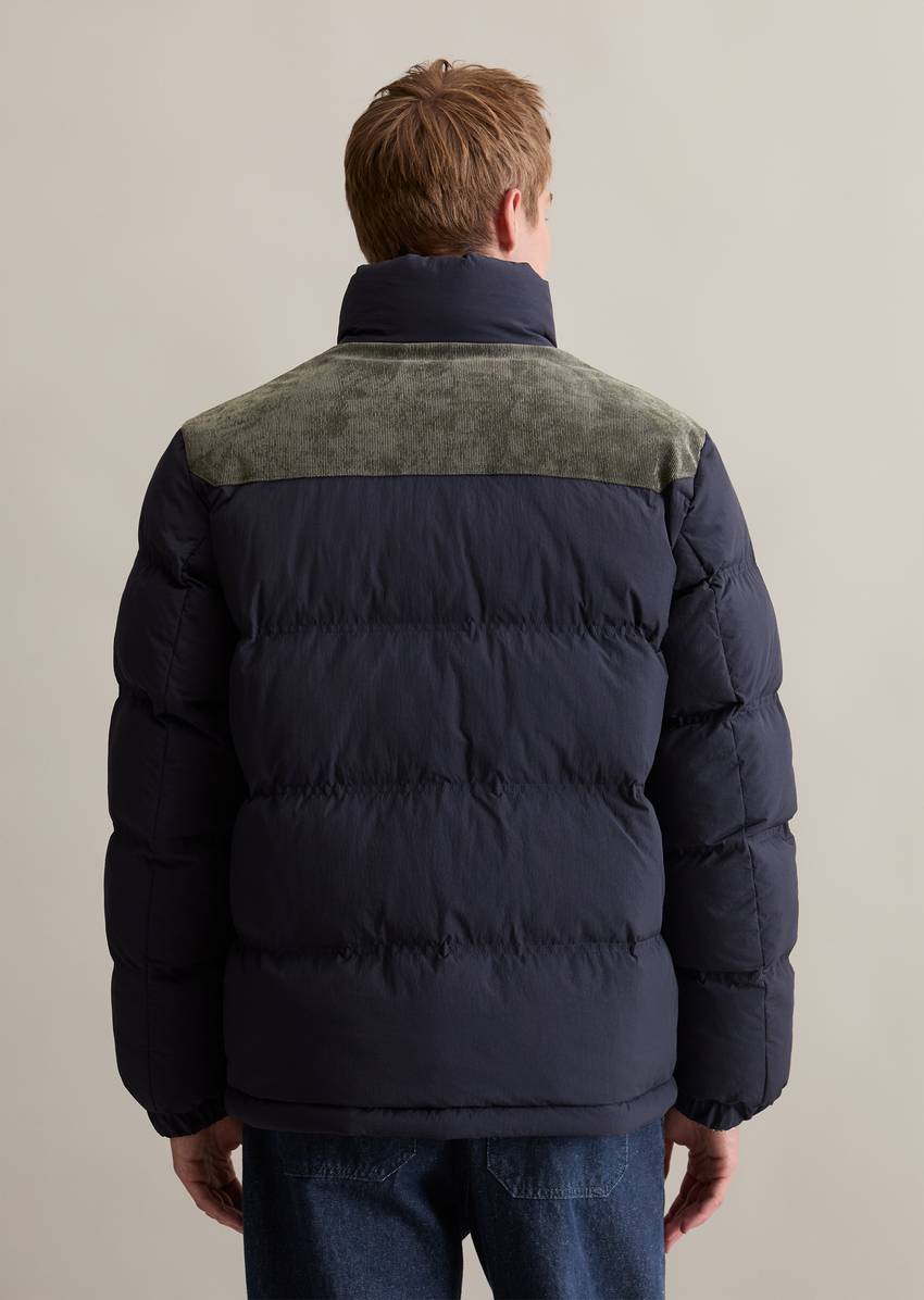 Quilted jacket regular with contrasting corduroy inserts