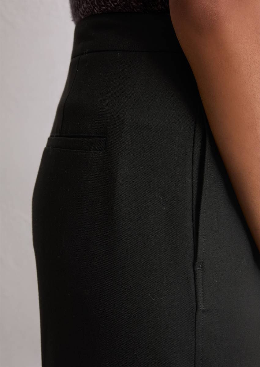 Culotte-style ankle length trousers made from soft flannel