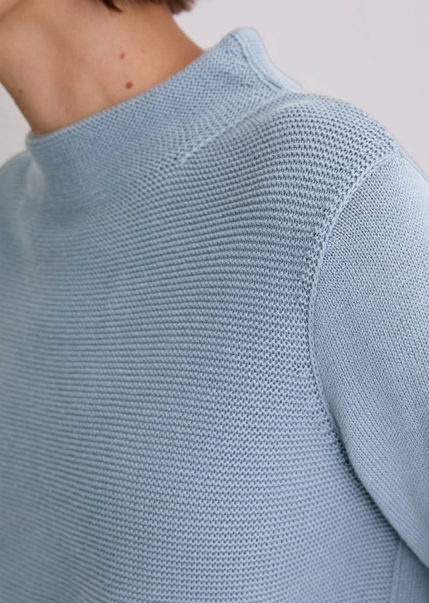 Knitted sweater slim made from organic cotton