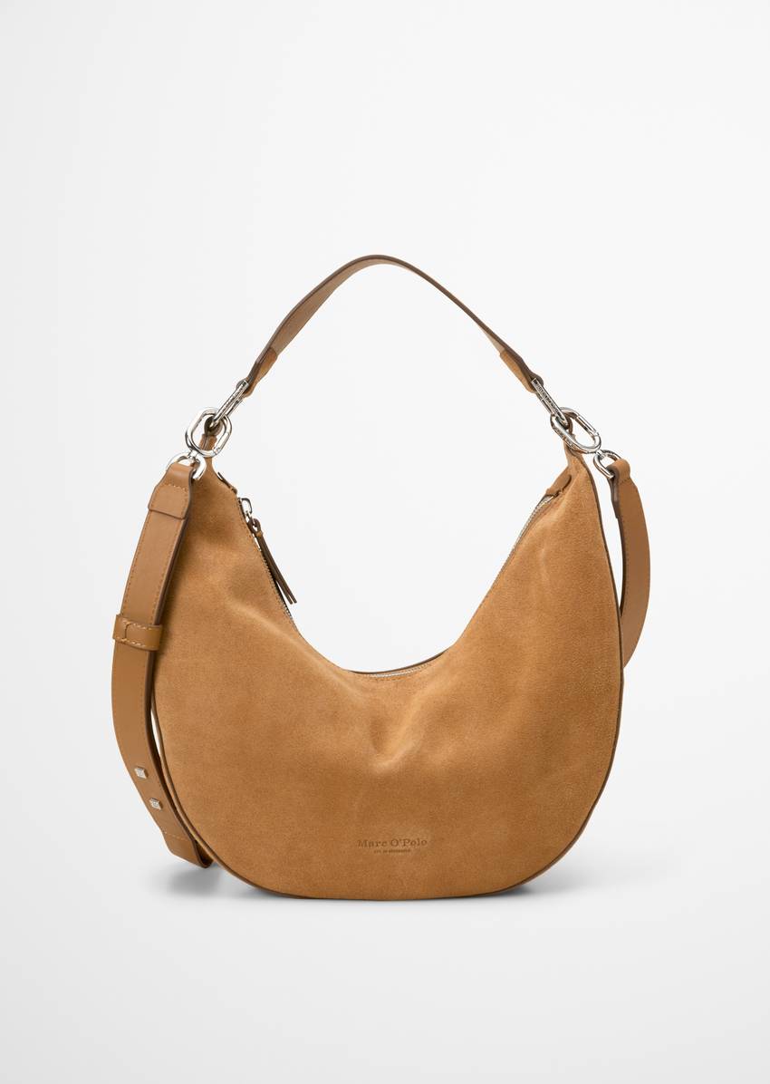 Crossbody bag small made from soft suede cowhide