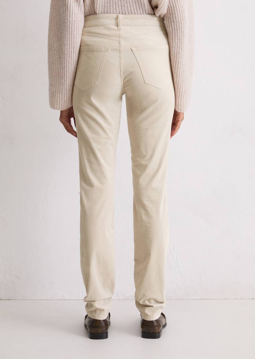 Velvet pants model Alkea slim made from an organic cotton stretch blend