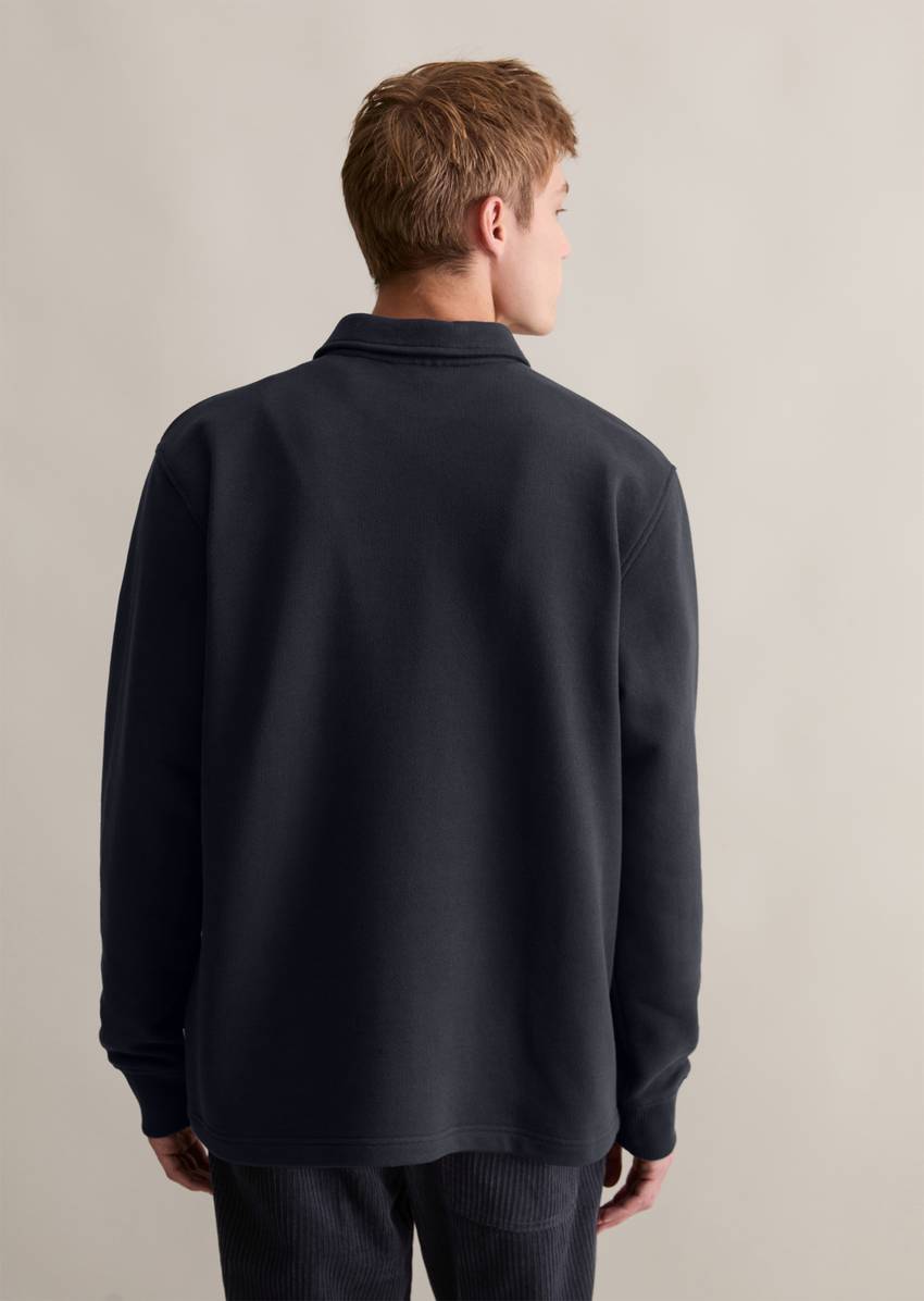 Polo sweatshirt relaxed made of heavy, structured quality
