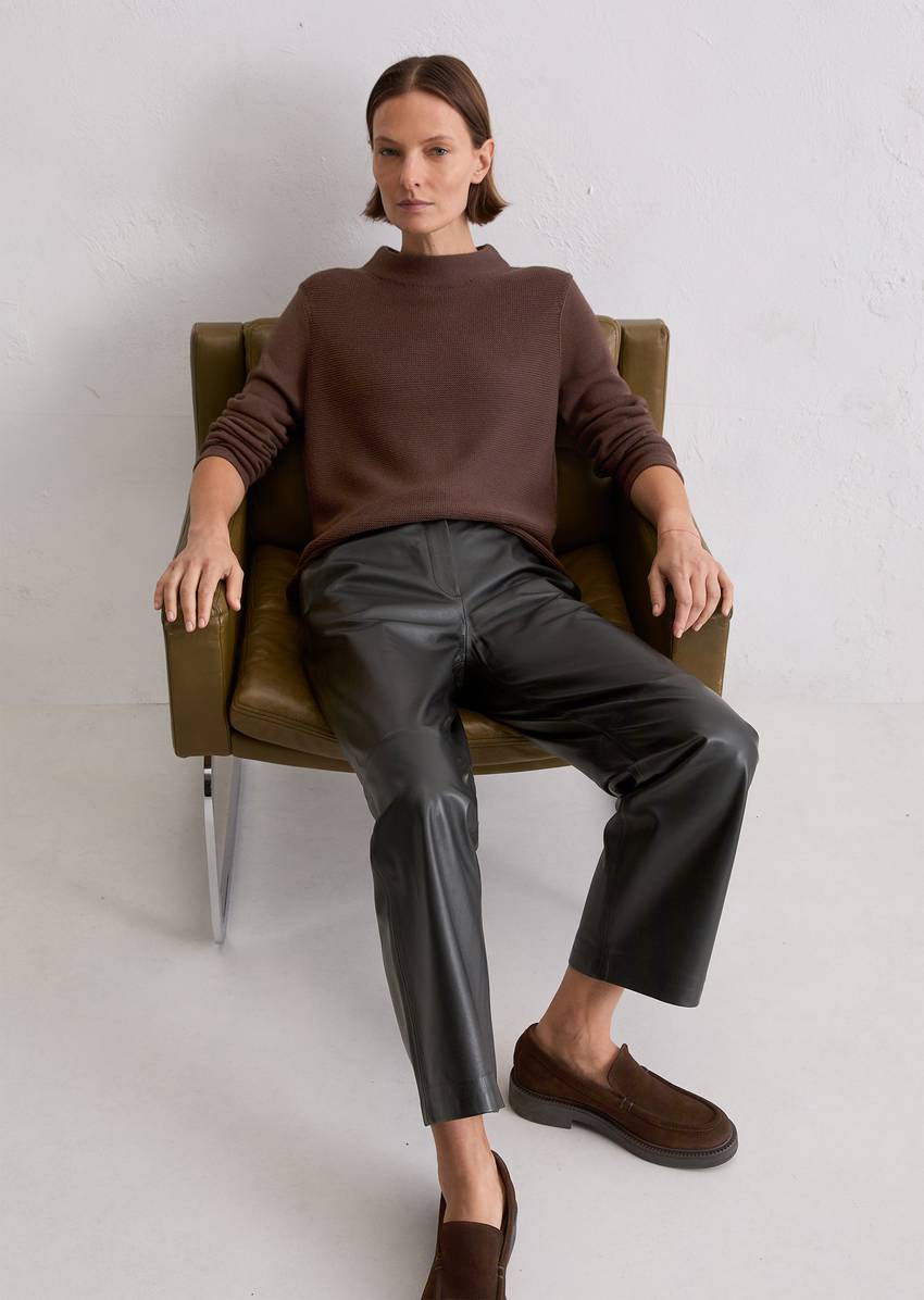 Knitted sweater slim made from organic cotton