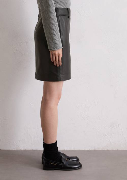 Leather mini skirt regular made from soft lamb nappa leather