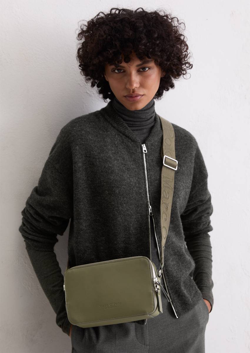 Shoulder bag small made from a leather alternative made from recycled polyester