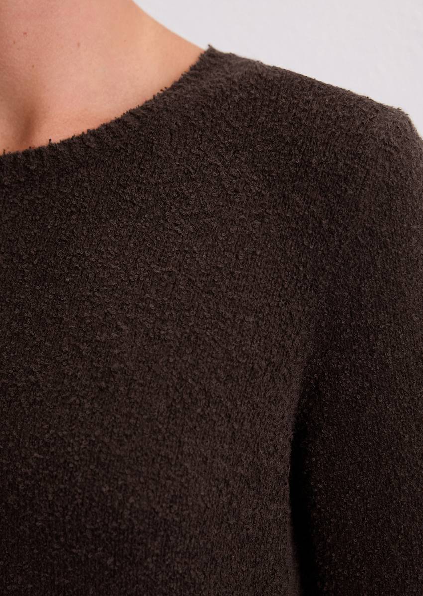 Knitted sweater regular made from bouclé yarn