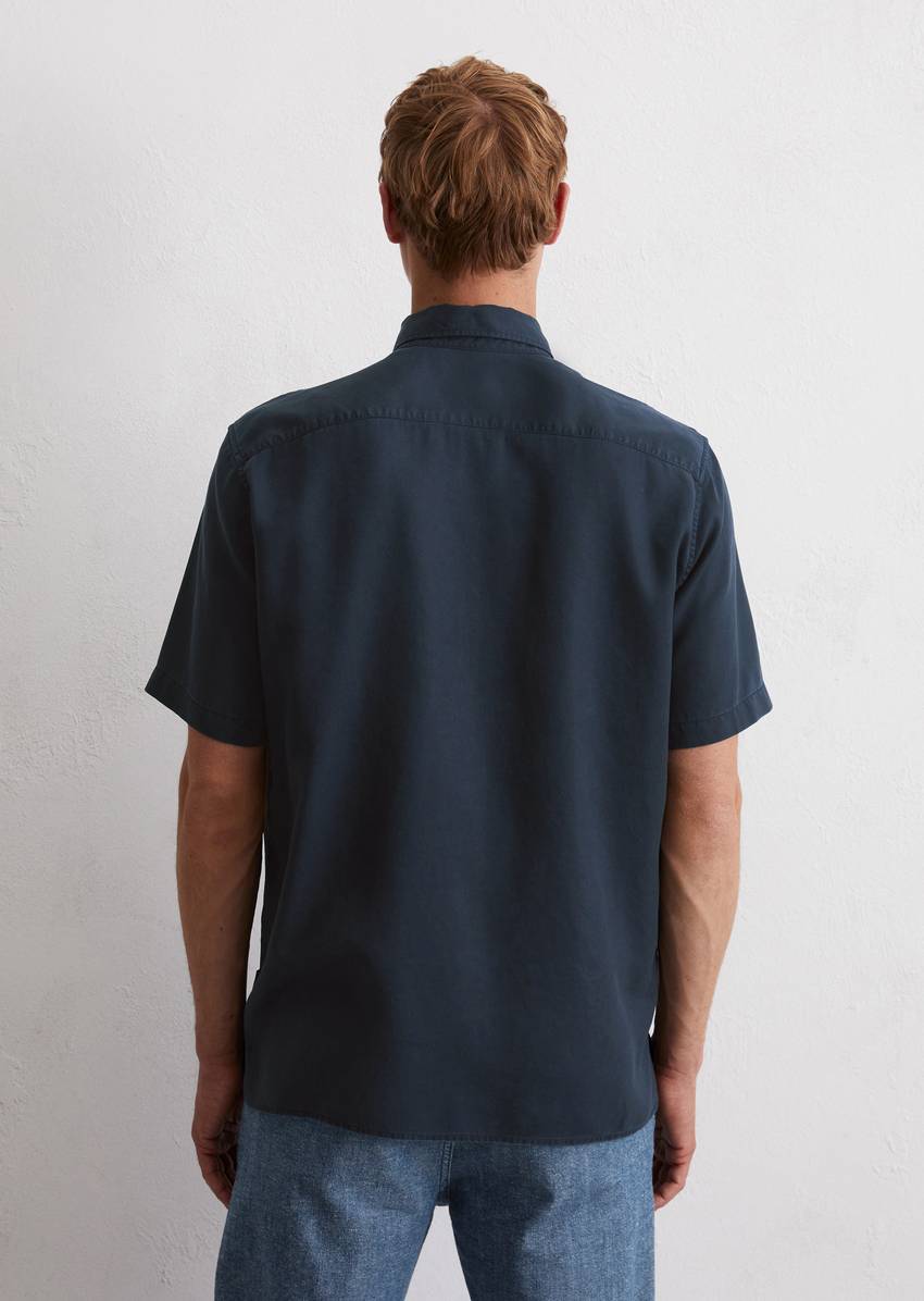 Regular short-sleeved shirt made from soft lyocell