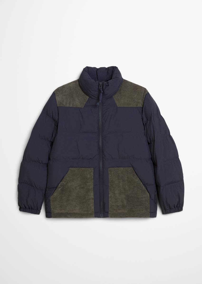 Quilted jacket regular with contrasting corduroy inserts