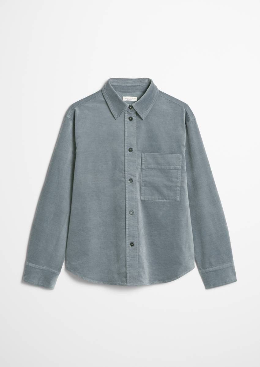 Relaxed velvet overshirt made from organic cotton stretch