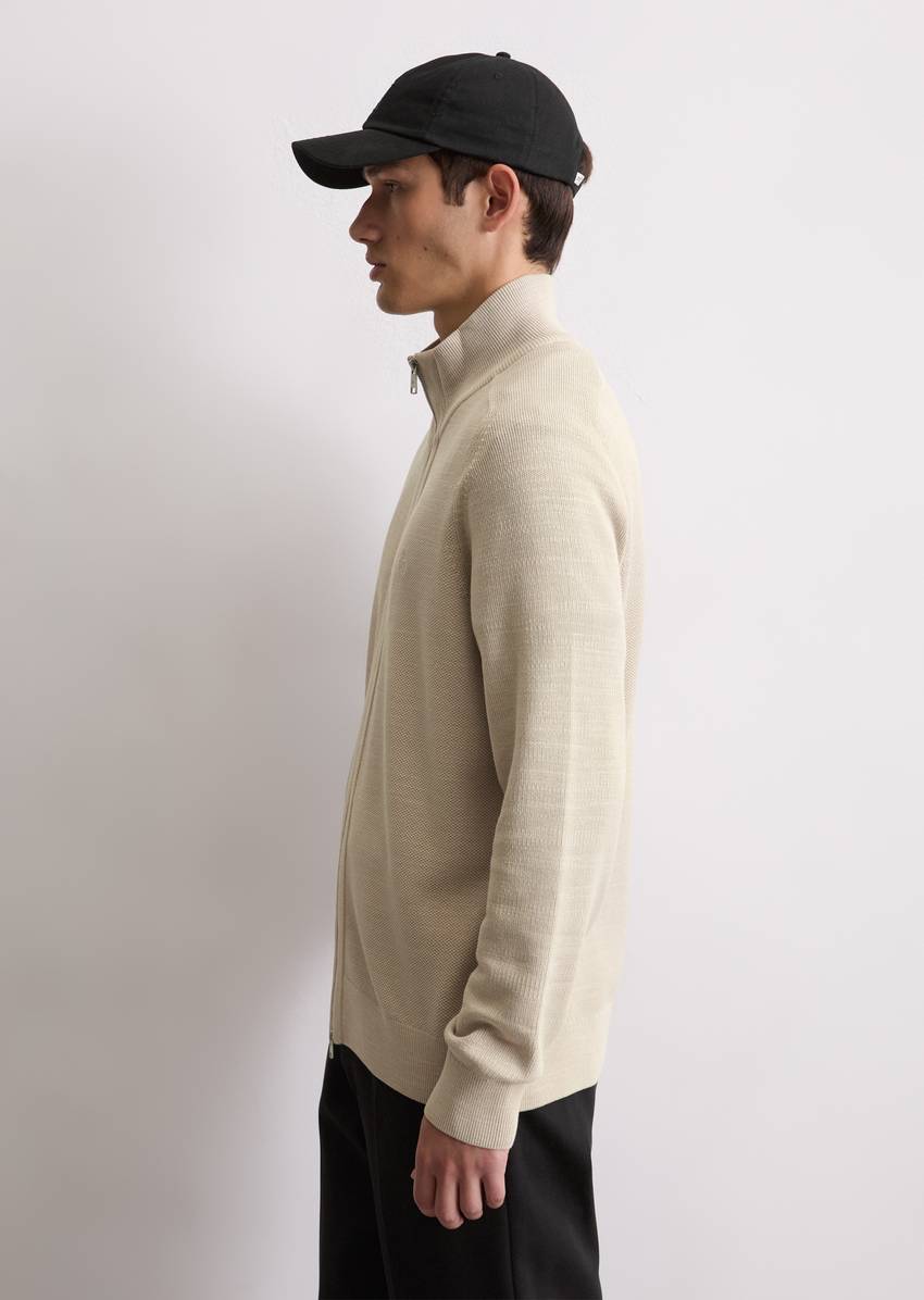 Zipper training jacket made from fine organic cotton piqué