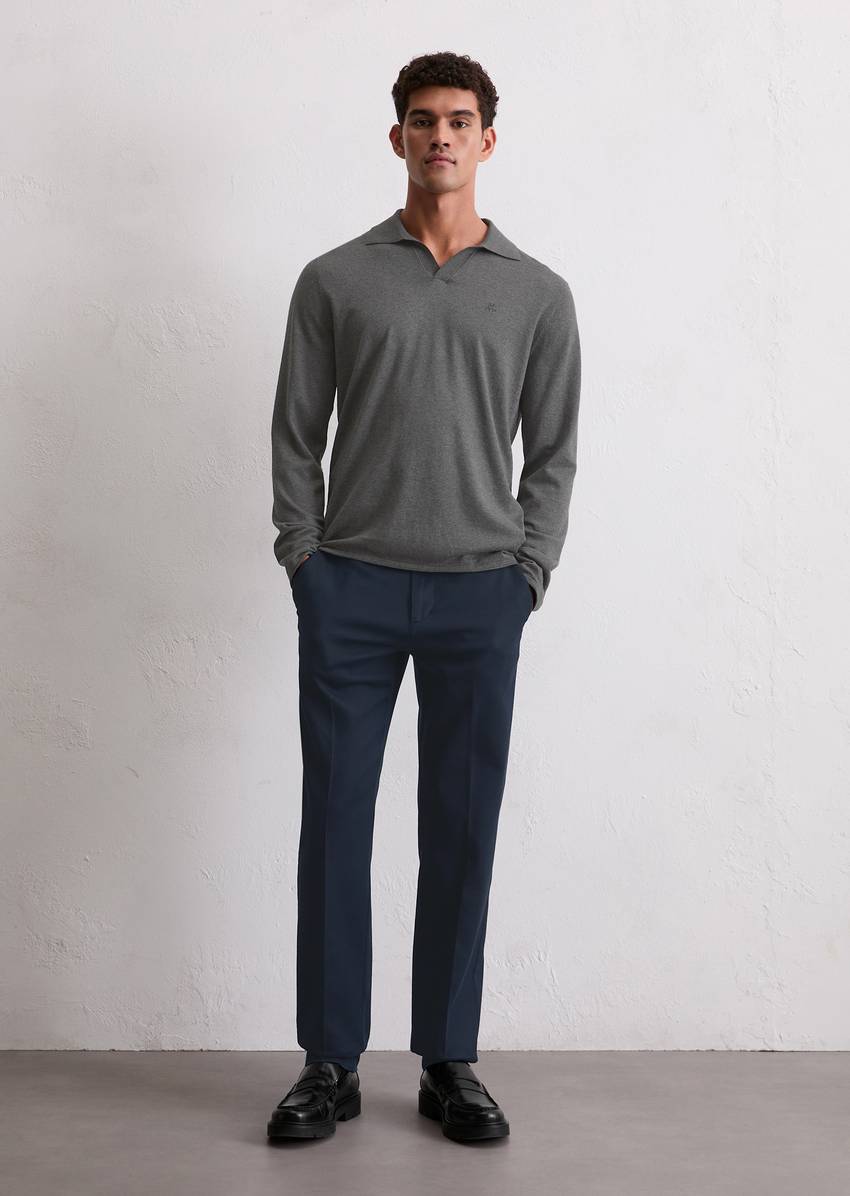 Regular polo neck sweater made from an organic cotton-cashmere blend