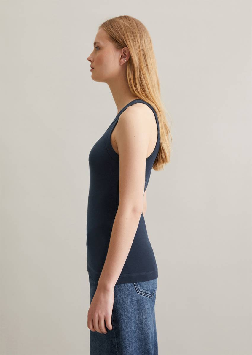 Ribbed tank top slim made from organic cotton stretch jersey