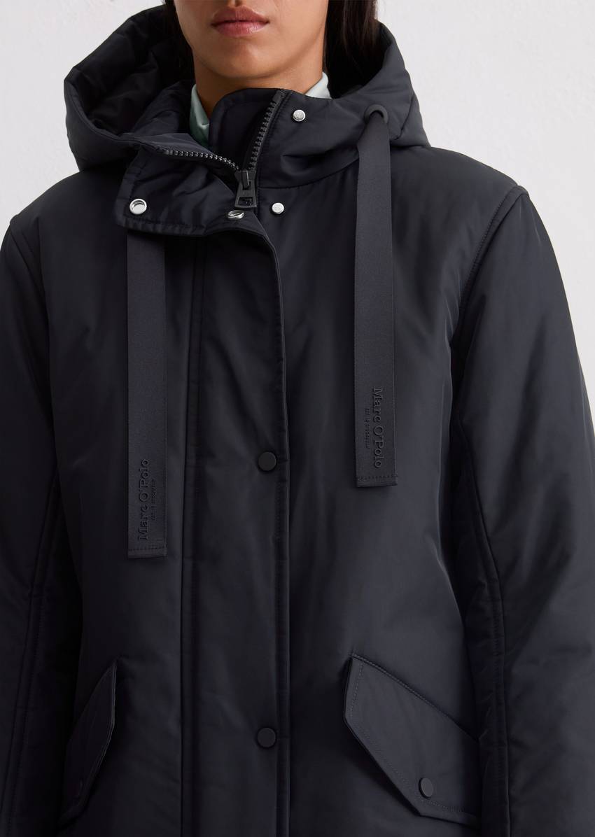 Padded parka jacket fitted made from recycled polyester twill WR