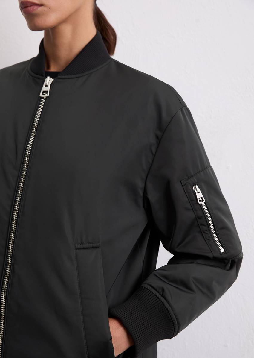 Regular aviator-style blouson coat made from recycled polyester twill