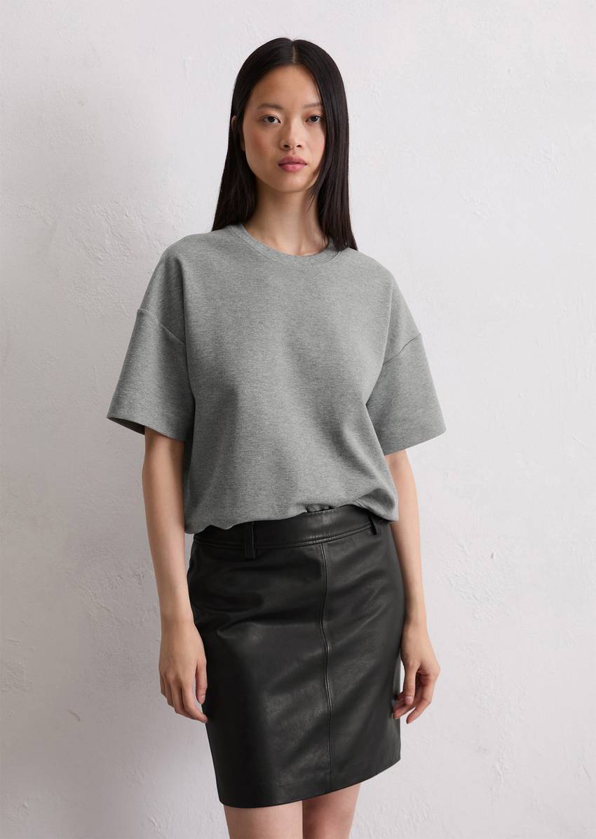 Regular short-sleeved sweatshirt made from interlock jersey