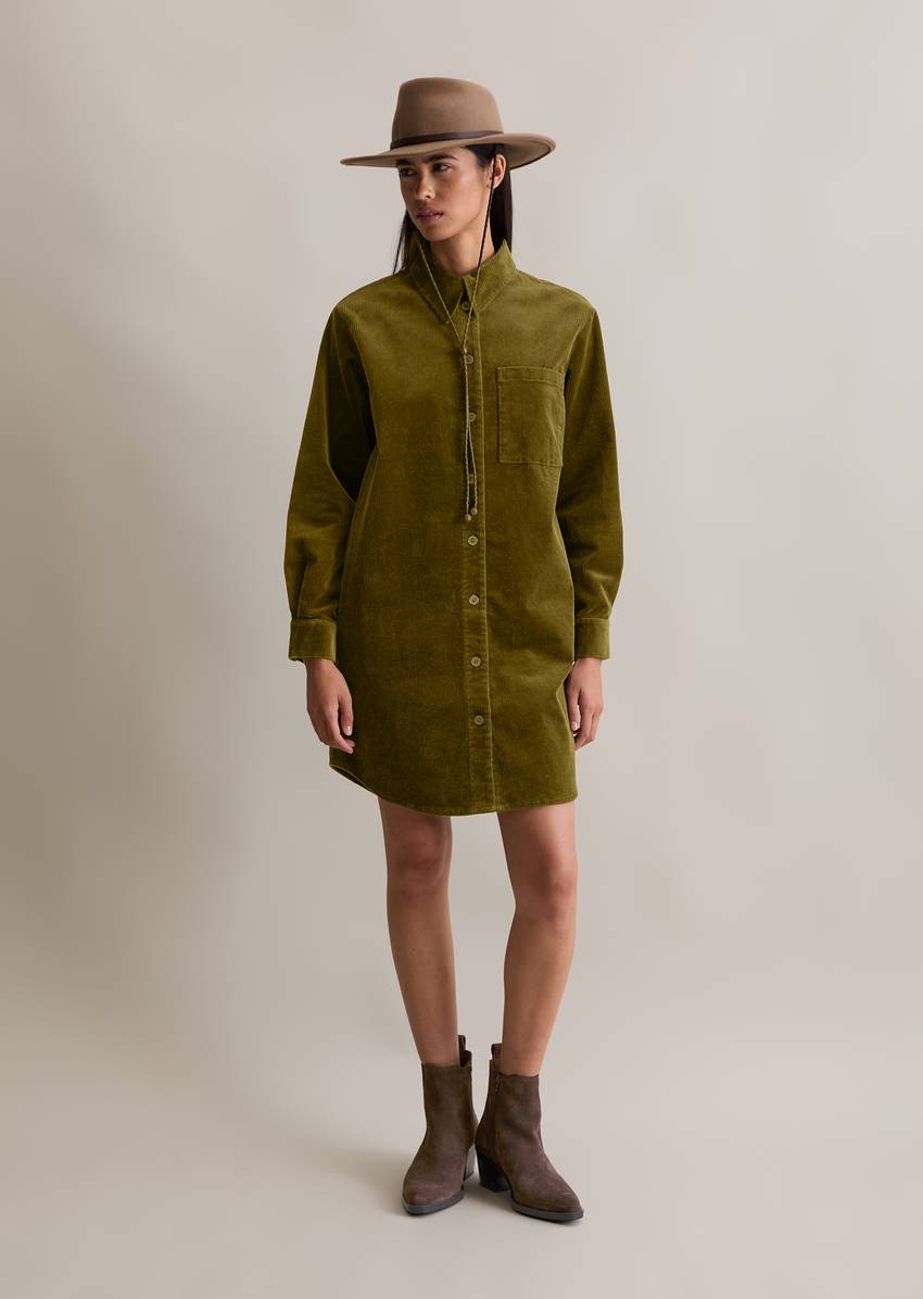 Relaxed corduroy shirt dress made from organic cotton stretch