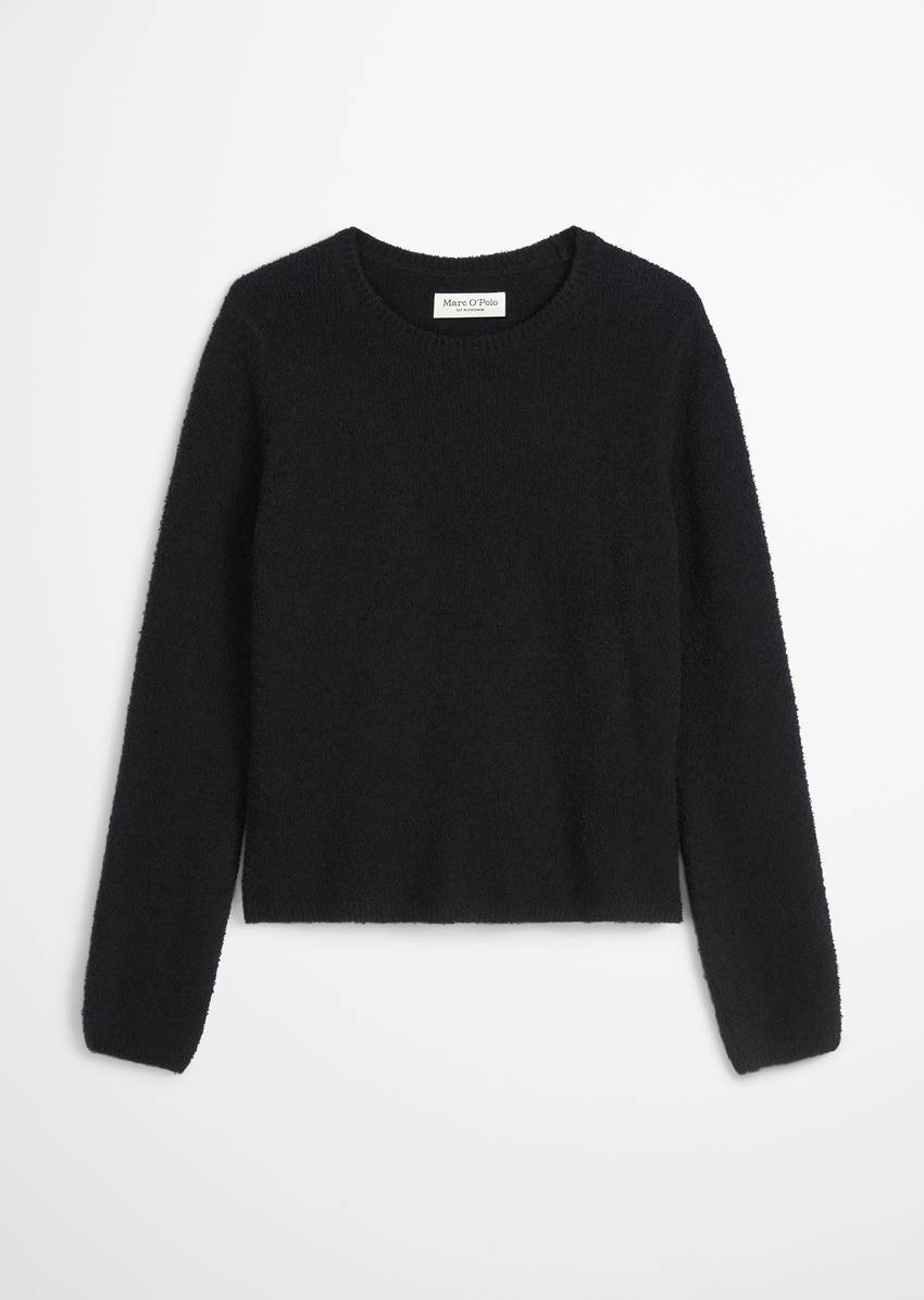 Knitted sweater regular made from bouclé yarn