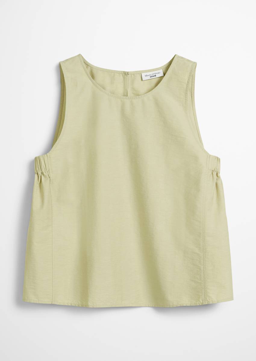 Regular cropped blouse top made from an organic cotton mix
