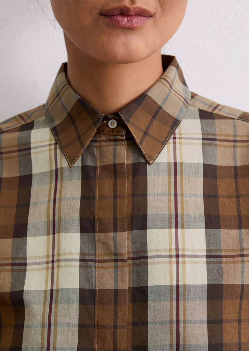 Check blouse fitted made from an organic cotton/lyocell mix