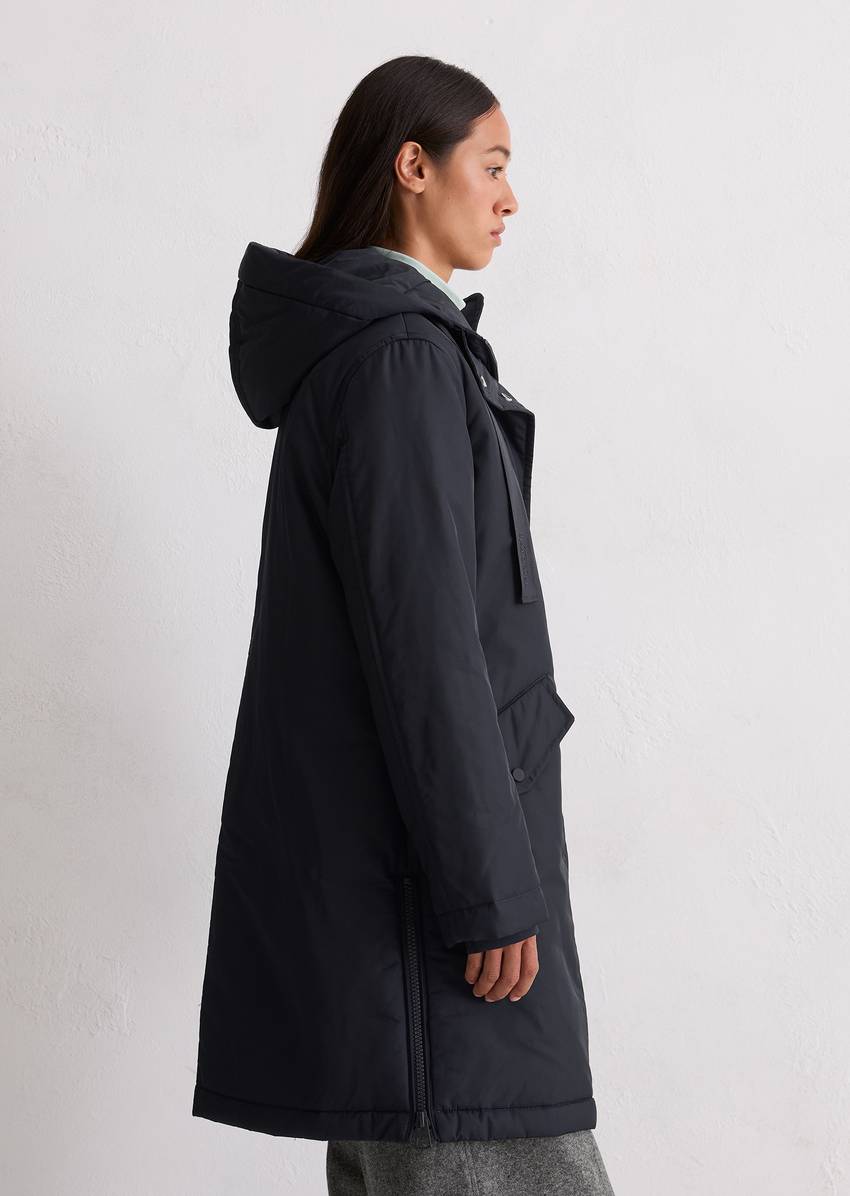 Padded parka jacket fitted made from recycled polyester twill WR