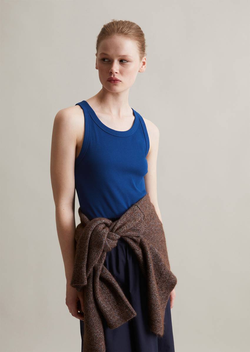 Ribbed tank top slim made from organic cotton stretch jersey