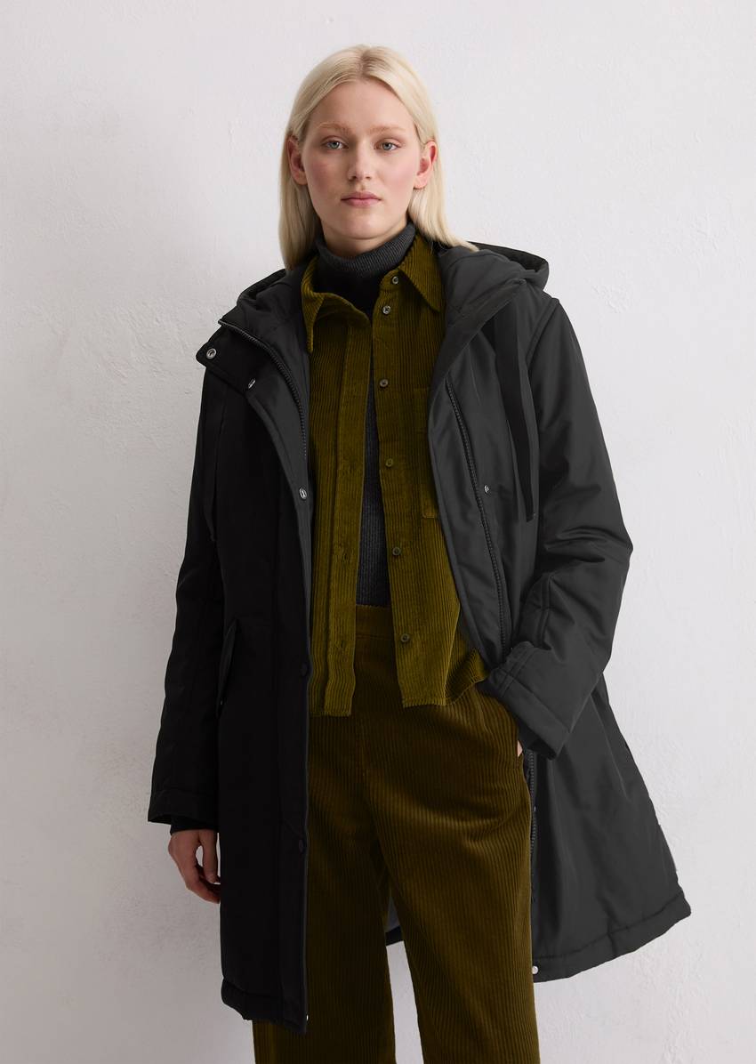 Padded parka jacket fitted made from recycled polyester twill WR