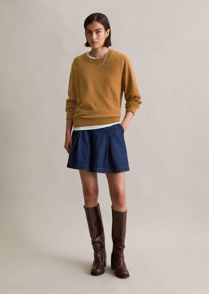 Knitted sweater regular made from soft cotton stretch