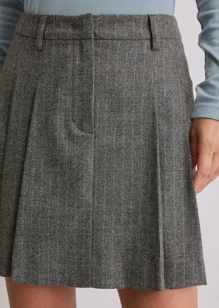 Pinstripe mini skirt A-shape made from wool-viscose blend stretch