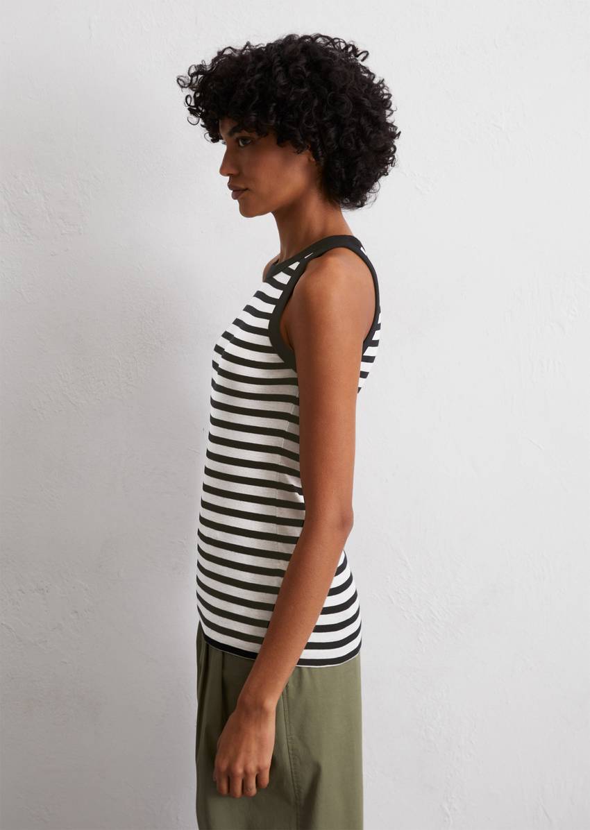 Striped tank top slim made from organic cotton rib jersey