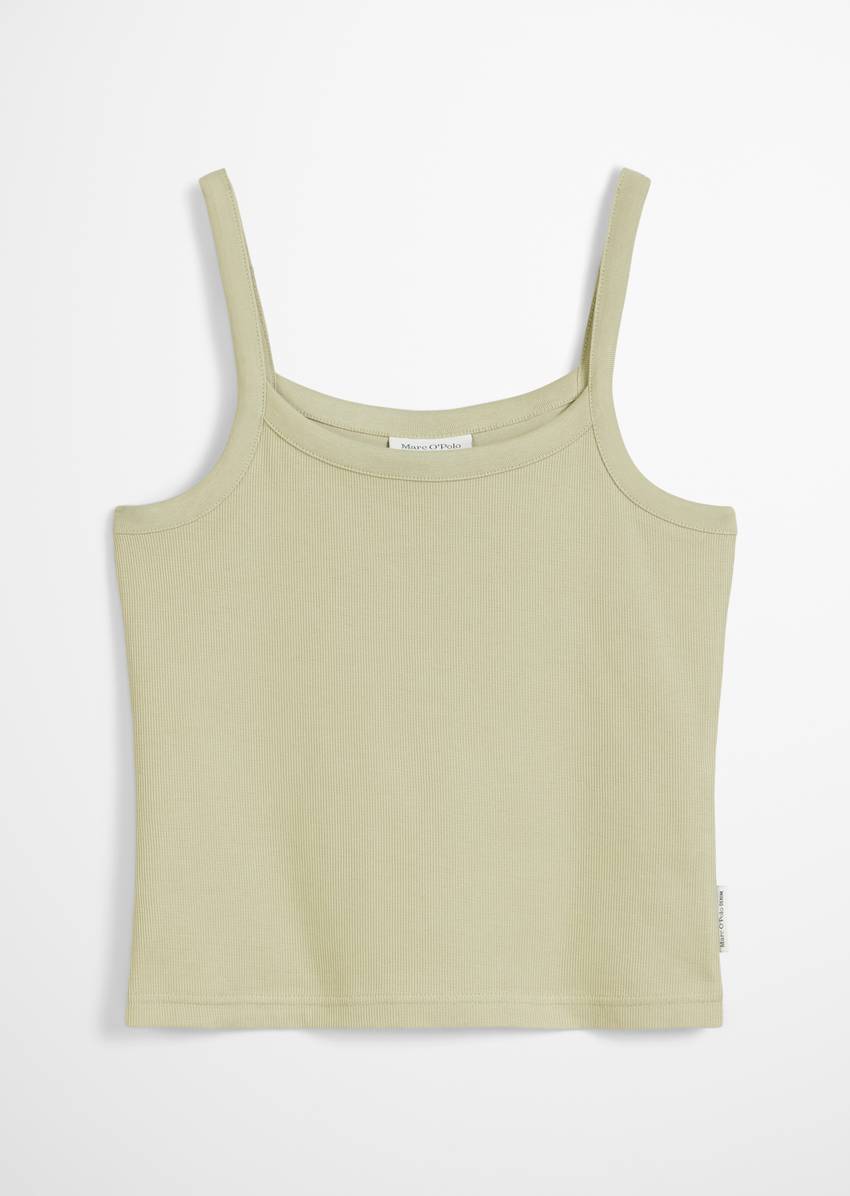 Cropped strap top made from ribbed organic cotton