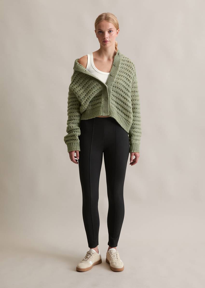 Jersey pants slim made from compact interlock