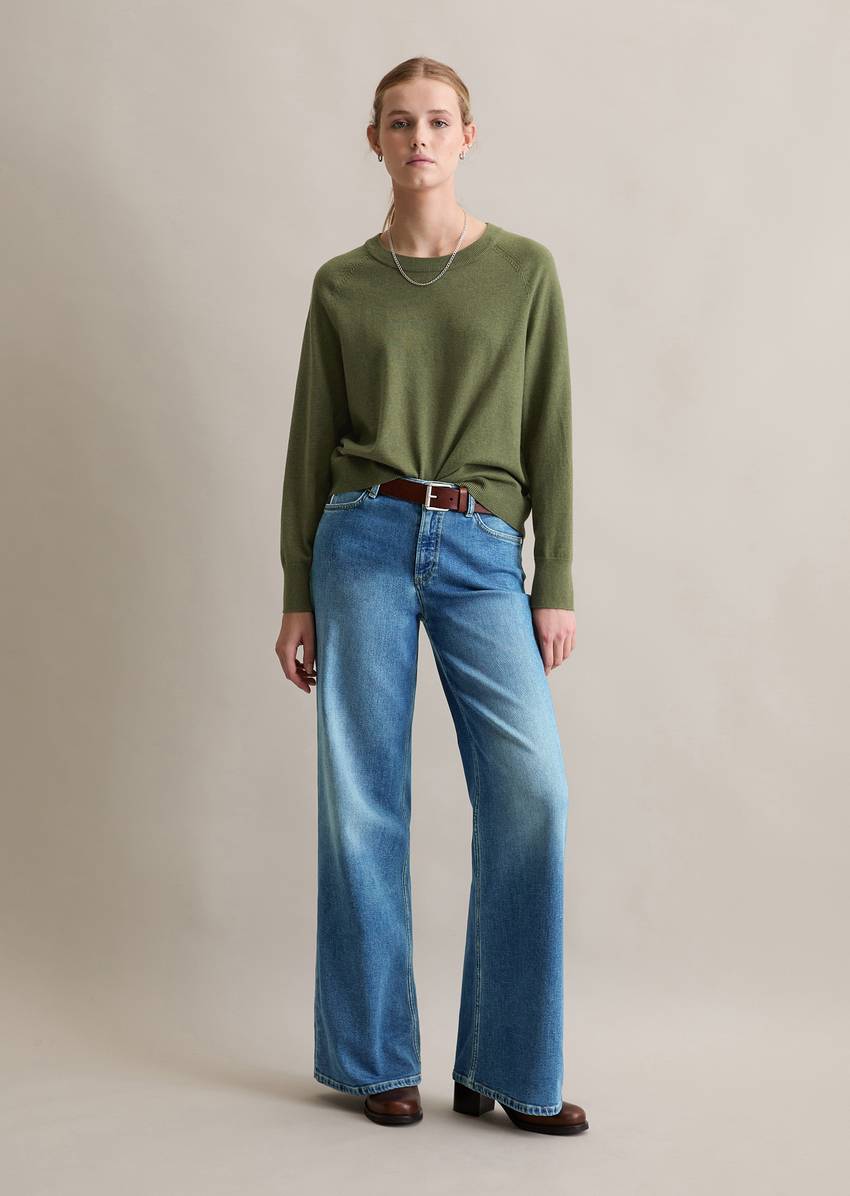 Knitted sweater regular made from soft cotton stretch