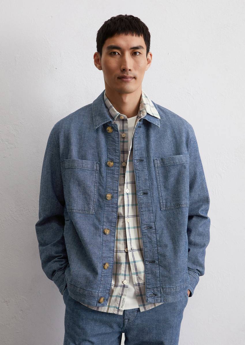Regular denim jacket made from an organic cotton-hemp mix