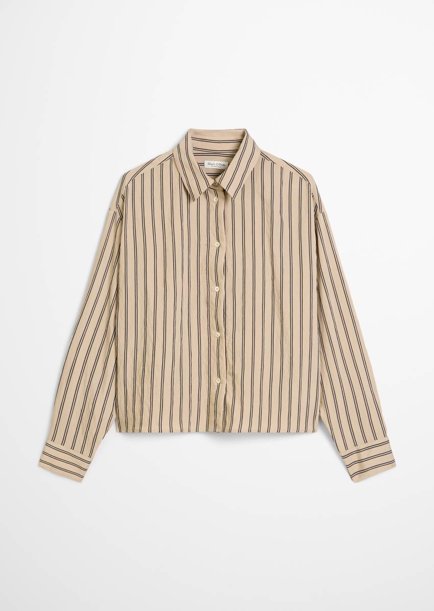 Crinkle striped blouse relaxed cropped from LENZING™ ECOVERO™