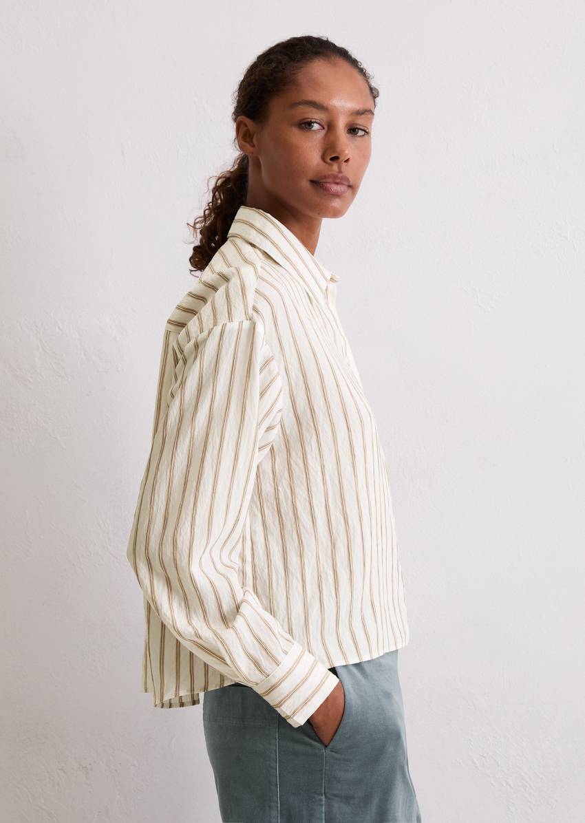 Crinkle striped blouse relaxed cropped from LENZING™ ECOVERO™